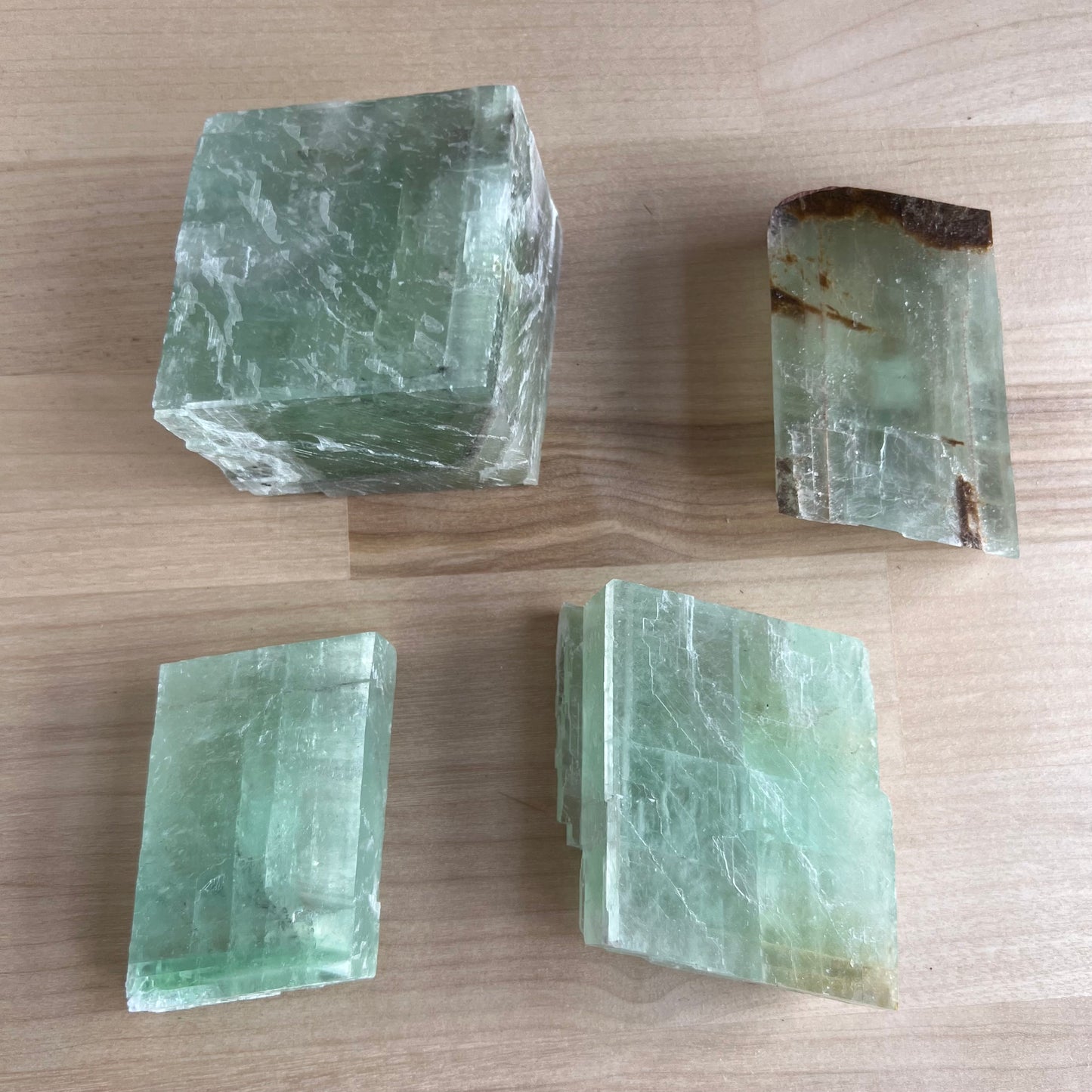 Natural Green Calcite Rhomboid