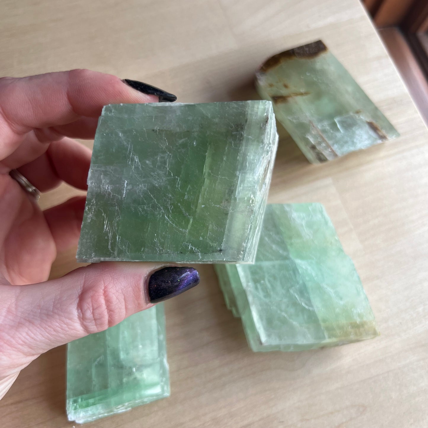 Natural Green Calcite Rhomboid