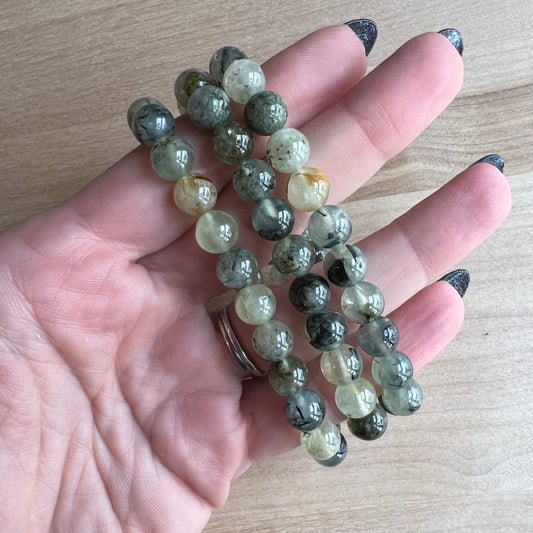 Prehnite with Epidote Gemstone Bracelet