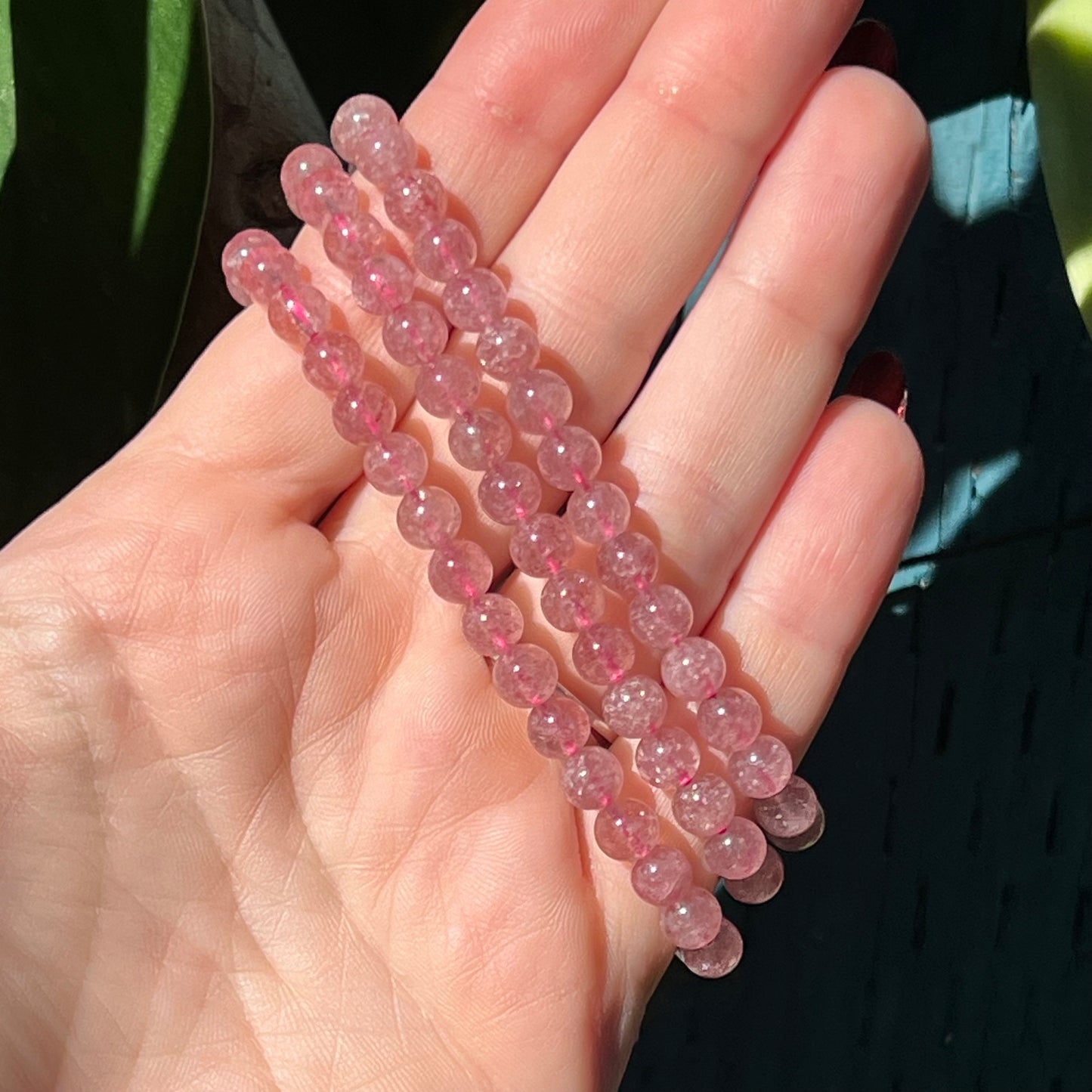 Strawberry Quartz Gemstone Bracelet - 6mm