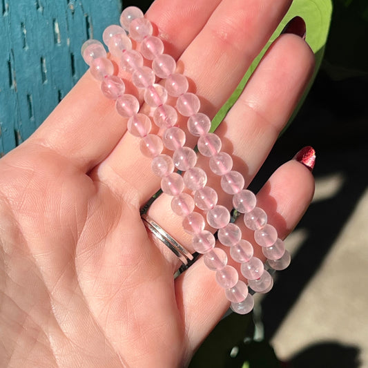 Rose Quartz Gemstone Bracelet - 6mm